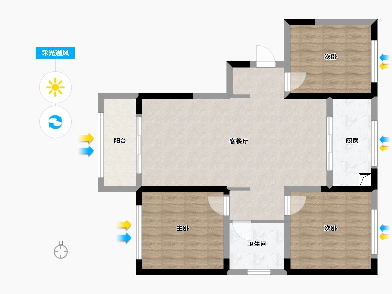 安徽省-合肥市-兴华苑-82.22-户型库-采光通风