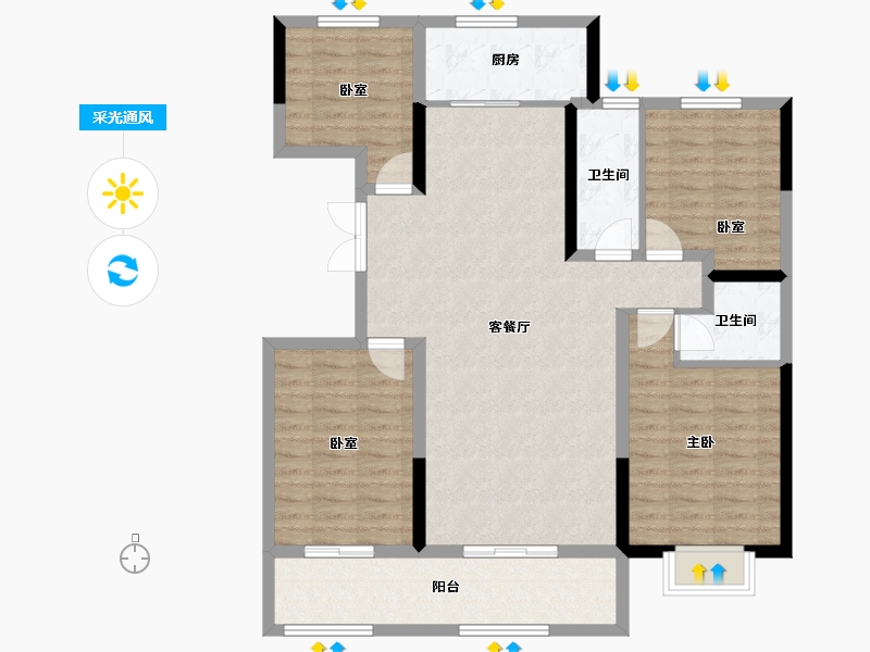 河南省-三门峡市-瑞德学府壹號-111.98-户型库-采光通风