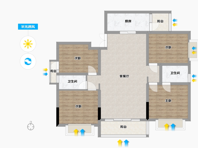 四川省-绵阳市-天正·梓江之星-100.00-户型库-采光通风