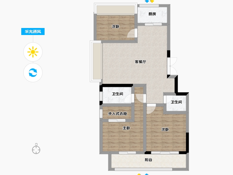 浙江省-衢州市-礼贤清华园-84.31-户型库-采光通风