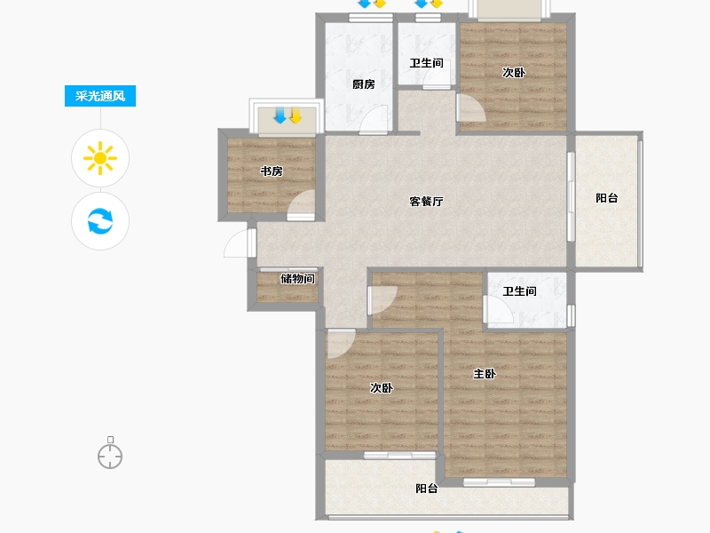 福建省-南平市-御景华府-104.96-户型库-采光通风