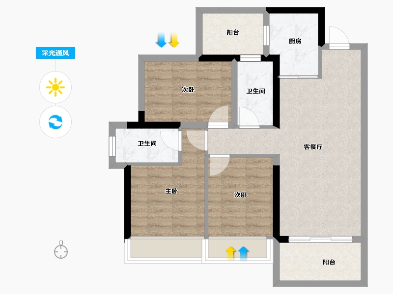 广东省-湛江市-中交滨海广场-71.51-户型库-采光通风