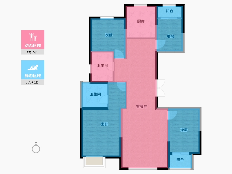 河北省-秦皇岛市-福港御景-100.26-户型库-动静分区