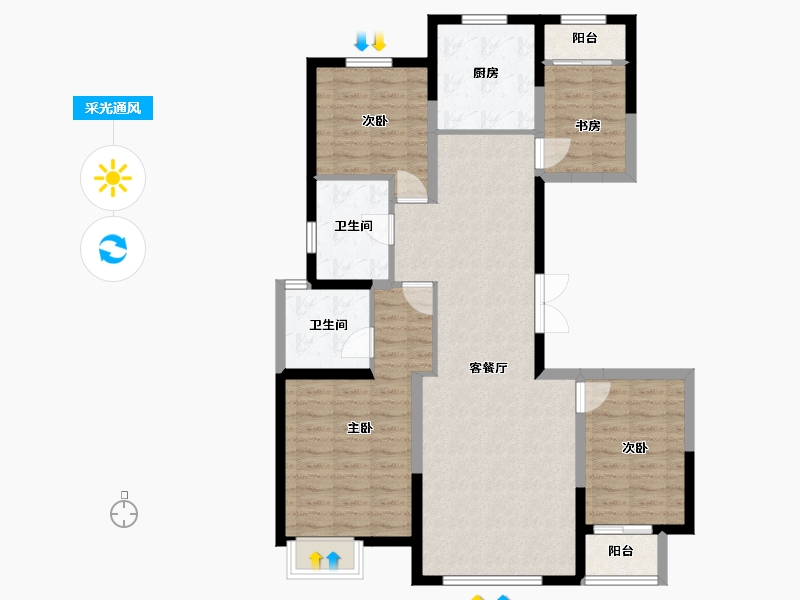 河北省-秦皇岛市-福港御景-100.26-户型库-采光通风