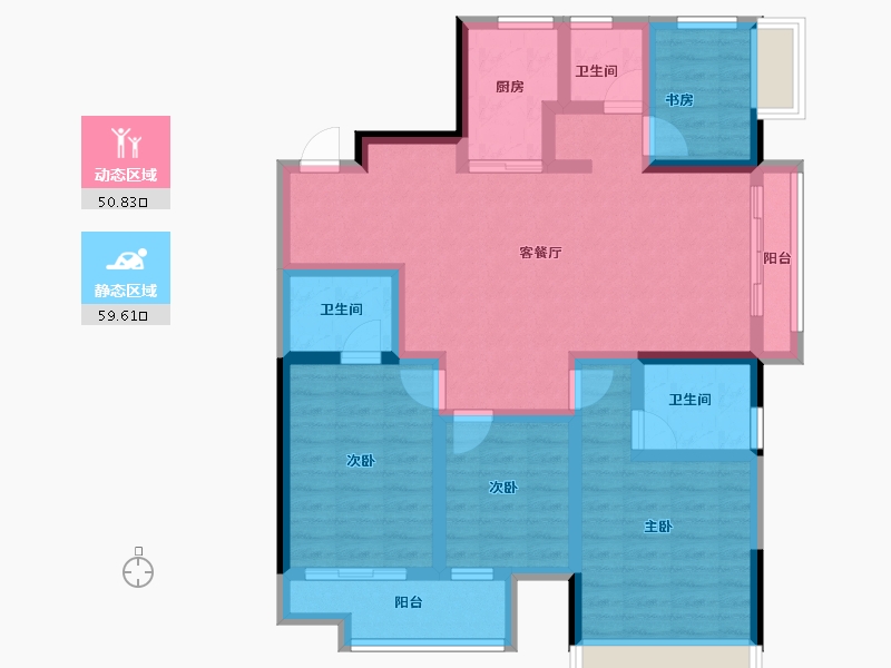 浙江省-衢州市-华达美好广场宸园-96.74-户型库-动静分区