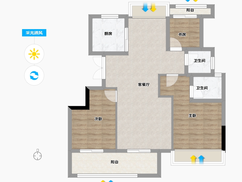 浙江省-衢州市-东旺君悦澜湾-80.33-户型库-采光通风