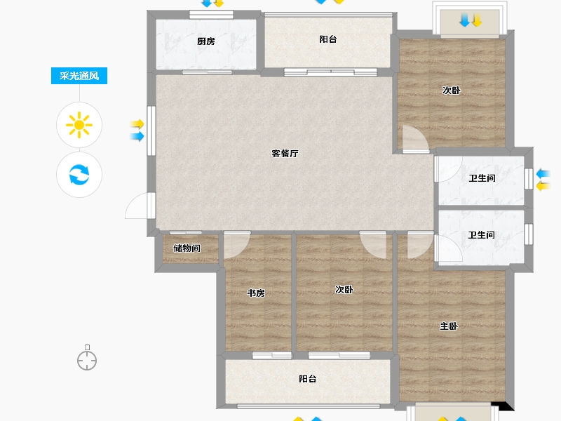 福建省-南平市-御景华府-103.77-户型库-采光通风