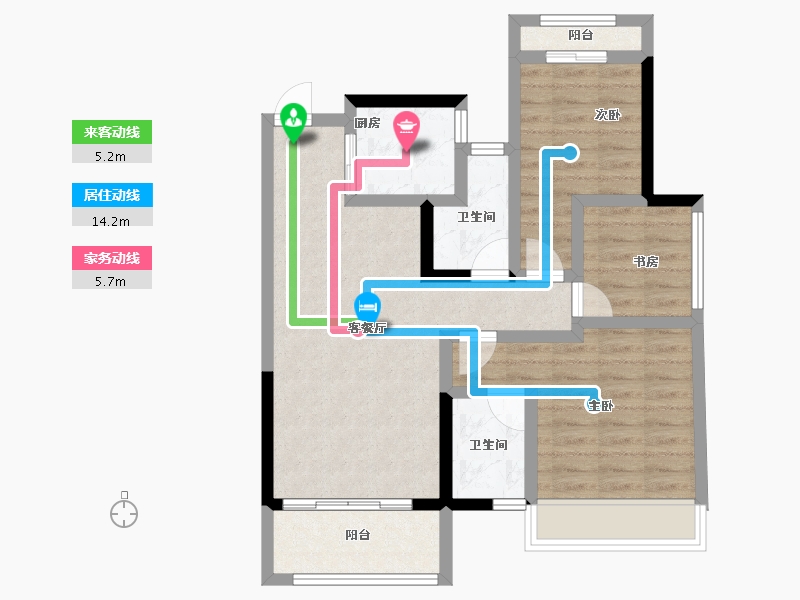 浙江省-衢州市-华达美好广场宸园-71.54-户型库-动静线