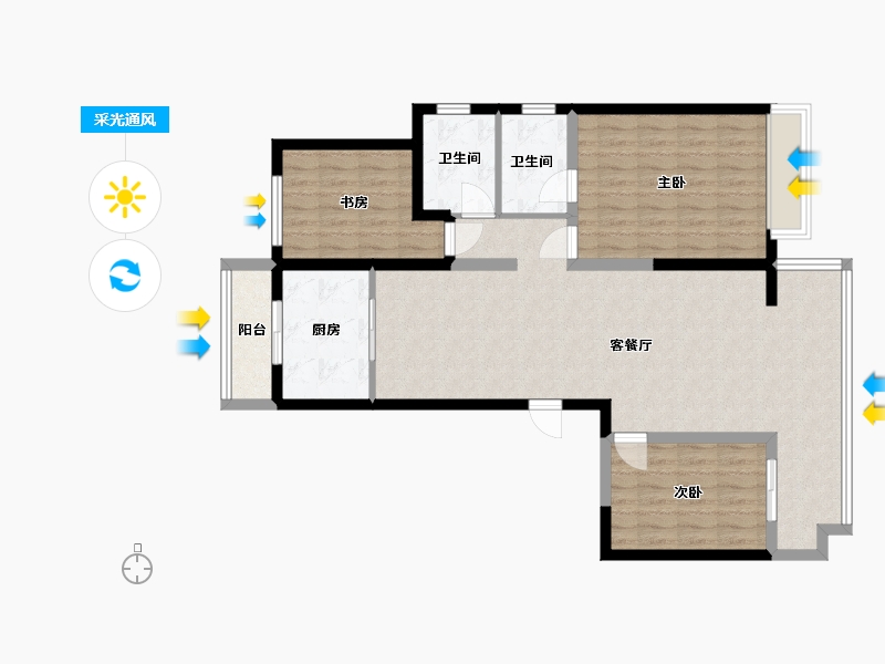 宁夏回族自治区-银川市-中环西园-112.00-户型库-采光通风