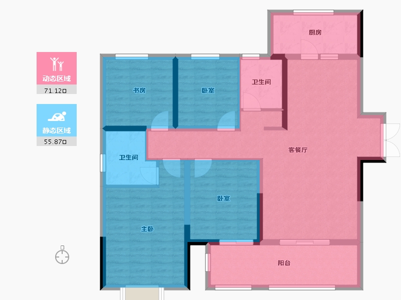 河南省-三门峡市-瑞德学府壹號-113.87-户型库-动静分区