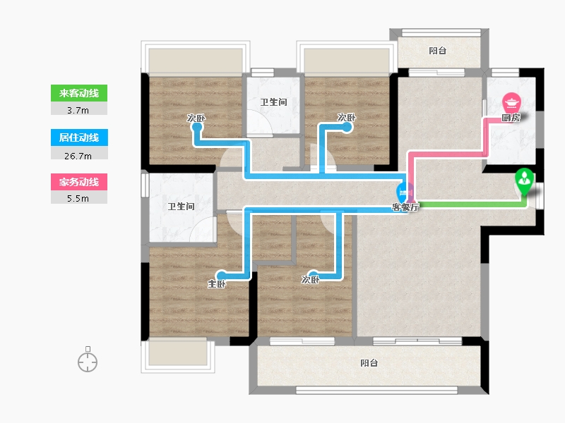 福建省-南平市-碧桂园珑樾台-92.85-户型库-动静线