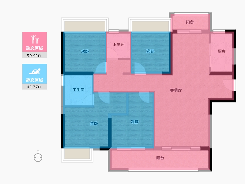 福建省-南平市-碧桂园珑樾台-92.85-户型库-动静分区