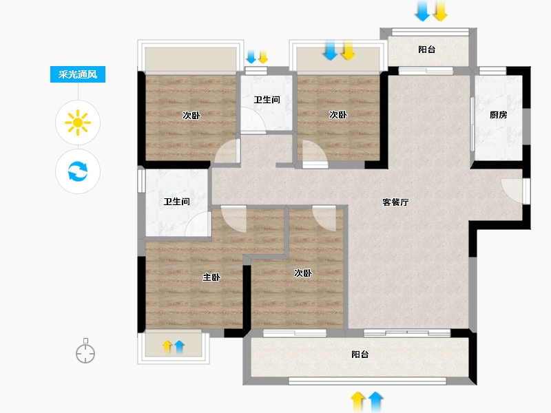 福建省-南平市-碧桂园珑樾台-92.85-户型库-采光通风