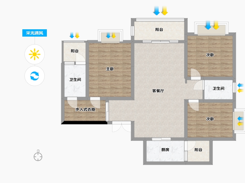 四川省-绵阳市-天正·梓江之星-110.00-户型库-采光通风