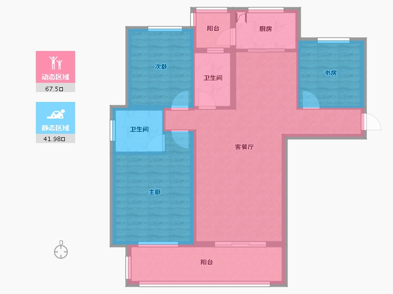 湖北省-荆州市-国际御景-97.76-户型库-动静分区