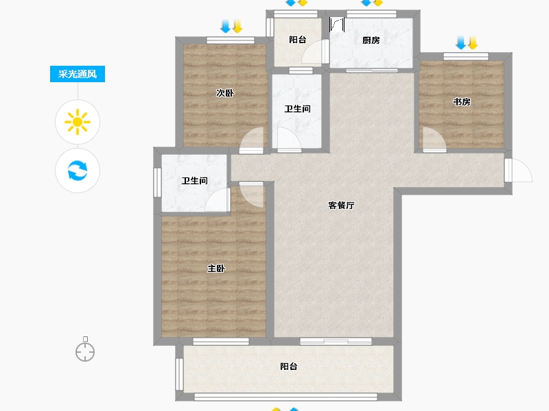 湖北省-荆州市-国际御景-97.76-户型库-采光通风