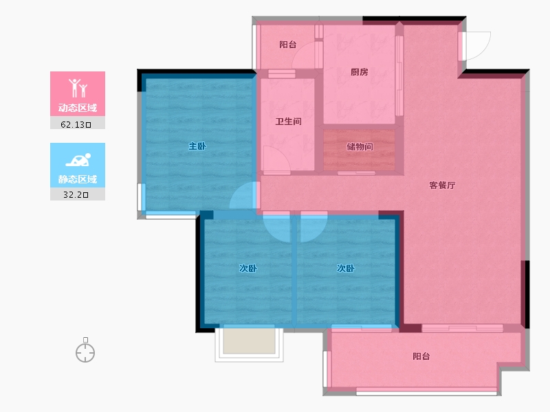 重庆-重庆市-华润公园九里-84.07-户型库-动静分区