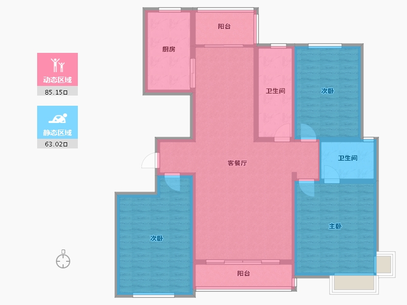 内蒙古自治区-鄂尔多斯市-勇泰B区-133.87-户型库-动静分区