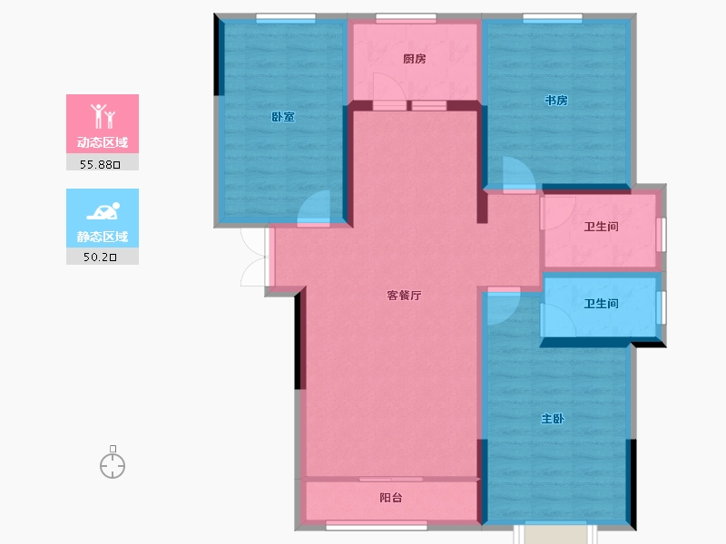 河南省-三门峡市-瑞德学府壹號-94.47-户型库-动静分区