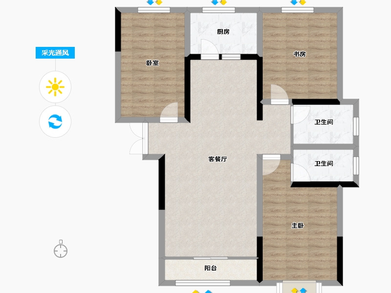 河南省-三门峡市-瑞德学府壹號-94.47-户型库-采光通风