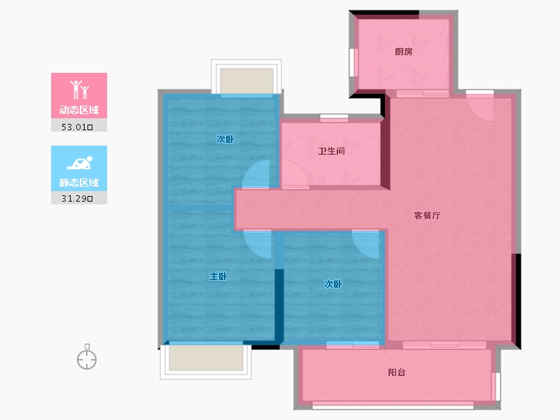 江西省-赣州市-中海·城南壹号-76.00-户型库-动静分区