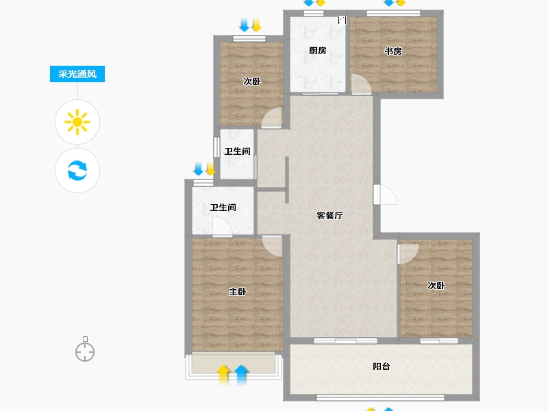 江苏省-扬州市-天珺源璟-110.40-户型库-采光通风