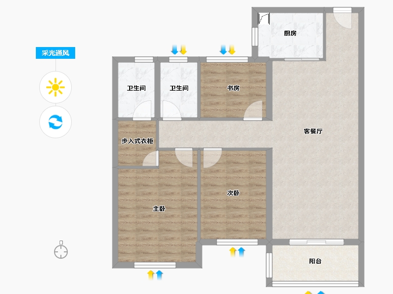 湖北省-荆州市-国际御景-92.33-户型库-采光通风