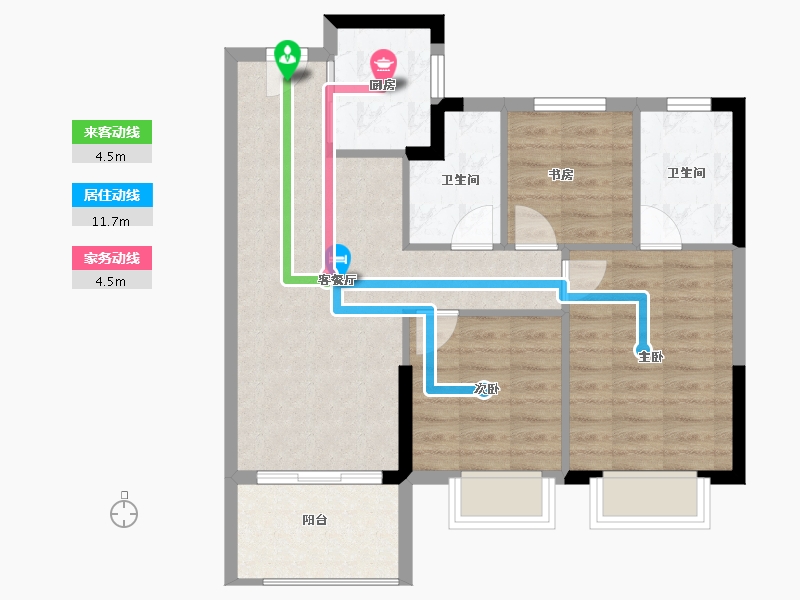 福建省-南平市-建发叁里云庐-70.67-户型库-动静线