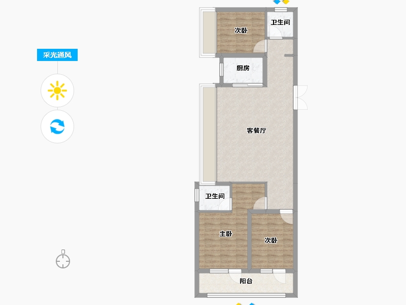 山东省-淄博市-珑悦-81.97-户型库-采光通风