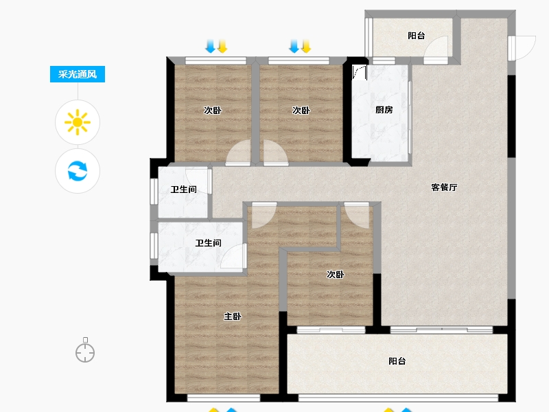 湖北省-黄冈市-城投玲珑家园-110.38-户型库-采光通风