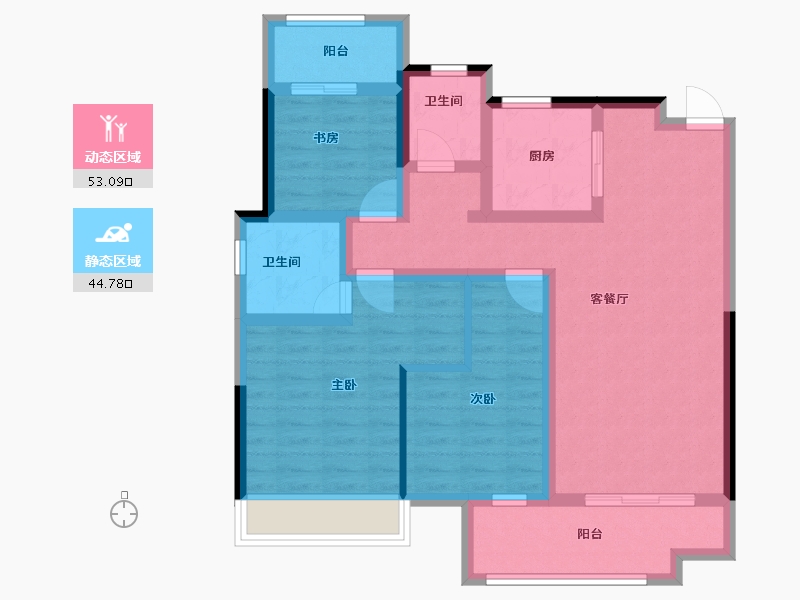 浙江省-衢州市-华达美好广场宸园-85.92-户型库-动静分区