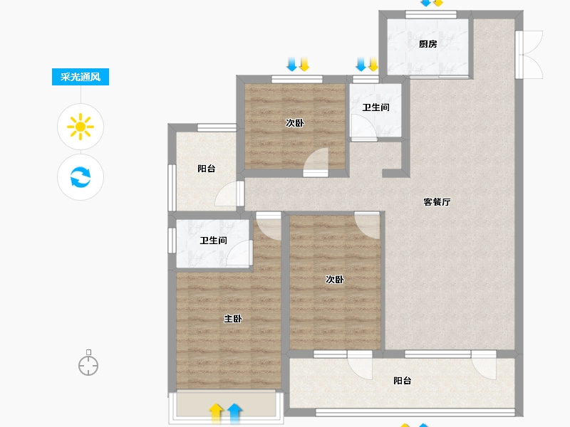 山东省-淄博市-珑悦-101.30-户型库-采光通风