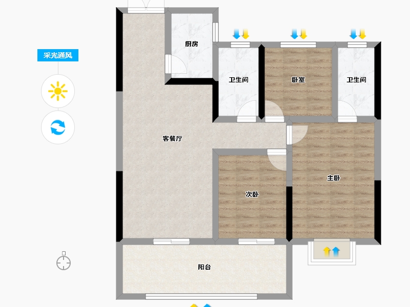 河南省-三门峡市-文达碧城府-94.40-户型库-采光通风