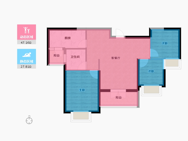 河北省-秦皇岛市-秦皇岛恒大悦府-66.50-户型库-动静分区