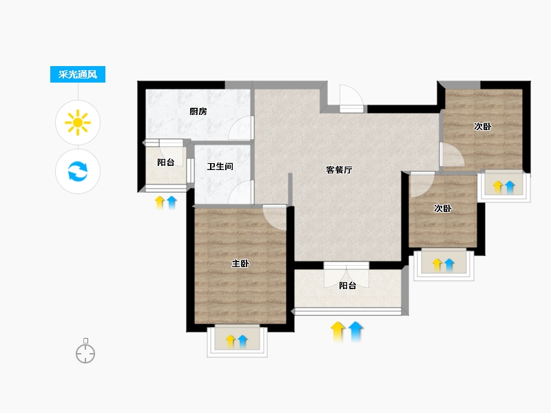 河北省-秦皇岛市-秦皇岛恒大悦府-66.50-户型库-采光通风