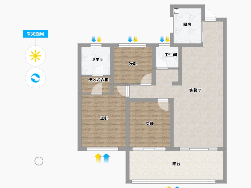 湖北省-黄冈市-城投玲珑家园-91.19-户型库-采光通风