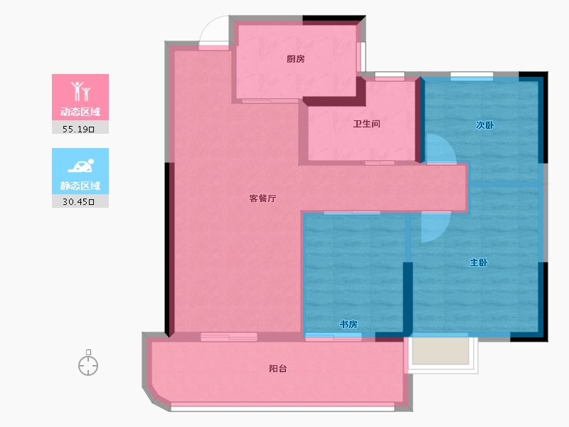 湖北省-宜昌市-高投五龙源著-76.80-户型库-动静分区