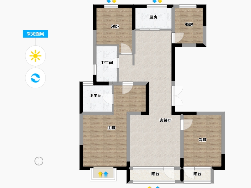 河北省-秦皇岛市-福港御景-92.45-户型库-采光通风