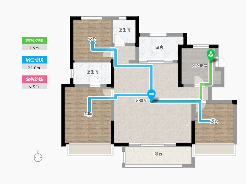 宁夏回族自治区-银川市-万科翡翠公园-103.20-户型库-动静线