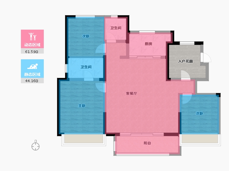 宁夏回族自治区-银川市-万科翡翠公园-103.20-户型库-动静分区