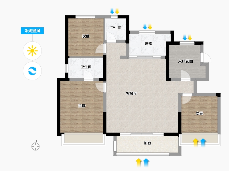 宁夏回族自治区-银川市-万科翡翠公园-103.20-户型库-采光通风