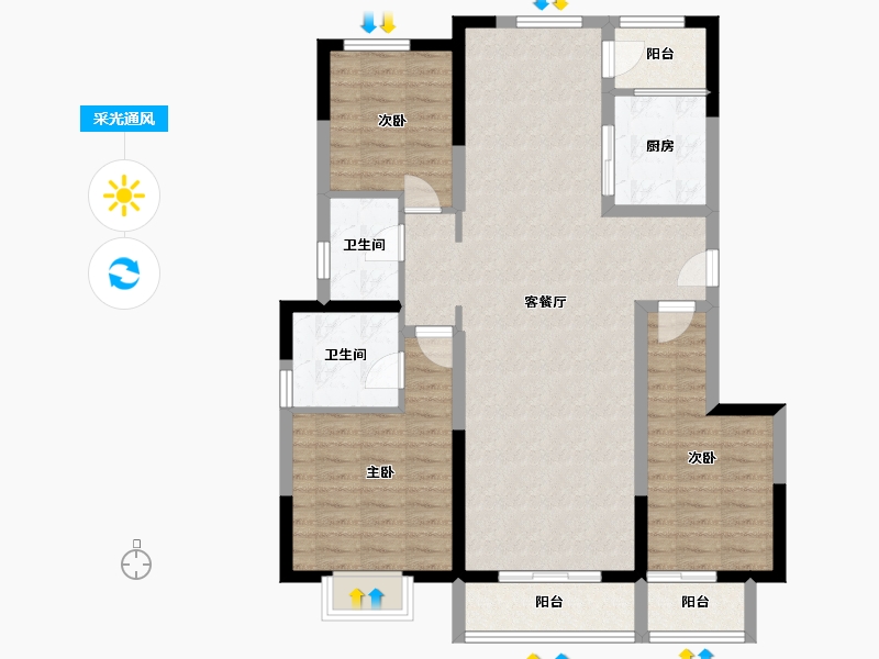 河北省-秦皇岛市-福港御景-103.39-户型库-采光通风