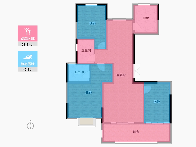 河南省-三门峡市-文达碧城府-105.60-户型库-动静分区