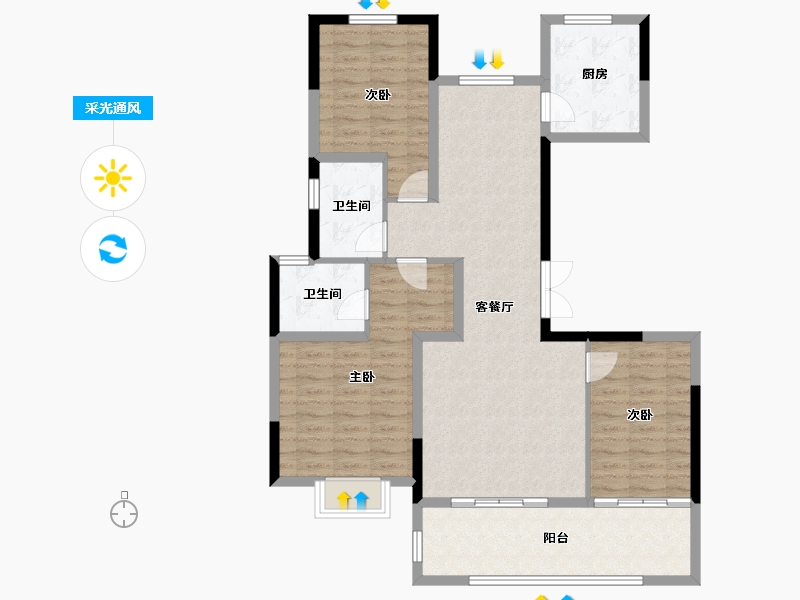 河南省-三门峡市-文达碧城府-105.60-户型库-采光通风