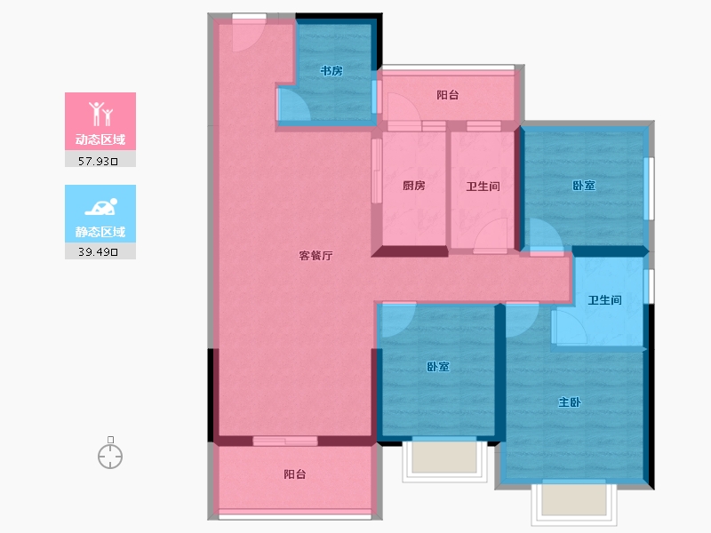 广东省-湛江市-科恒荟景湾-85.78-户型库-动静分区