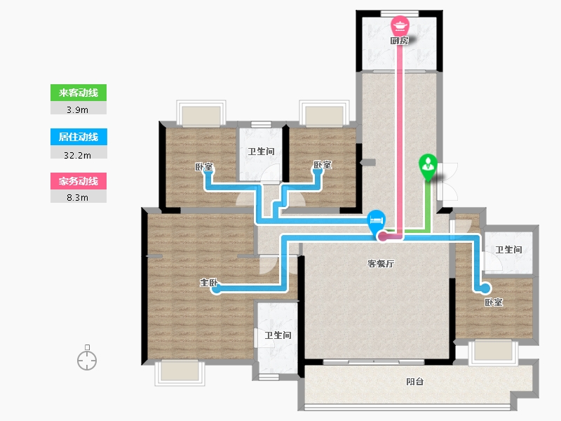 湖北省-黄冈市-华丽一品-142.65-户型库-动静线