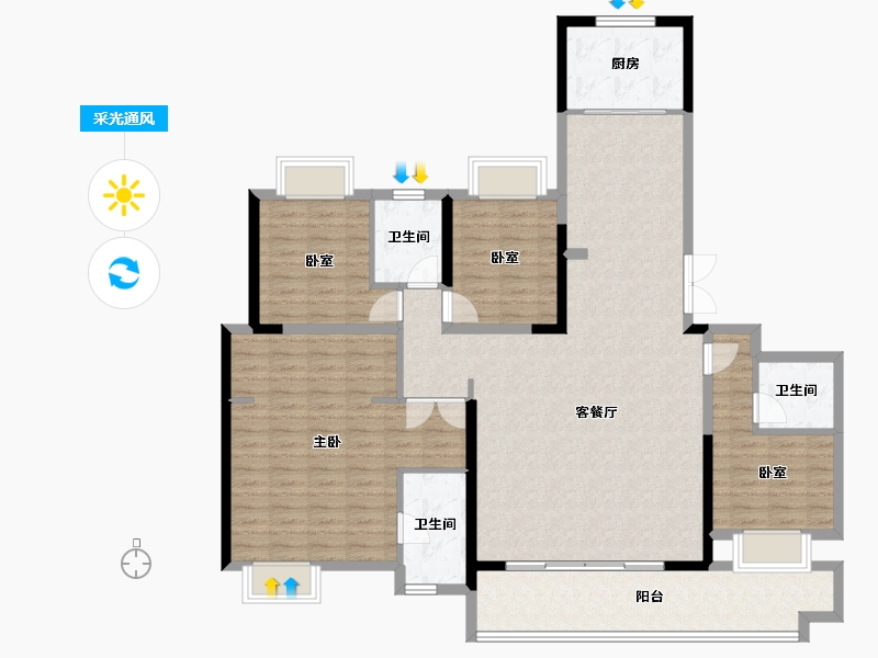 湖北省-黄冈市-华丽一品-142.65-户型库-采光通风