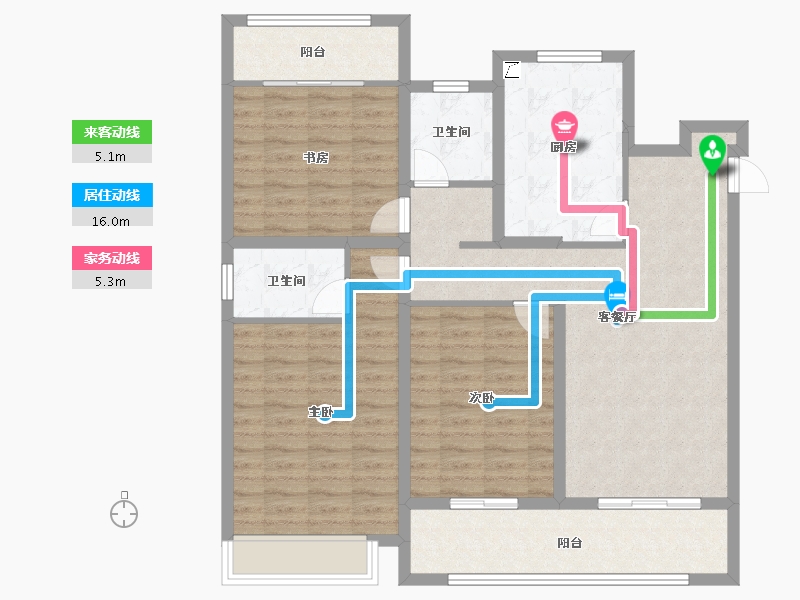 江苏省-扬州市-宏云东悦府-108.80-户型库-动静线