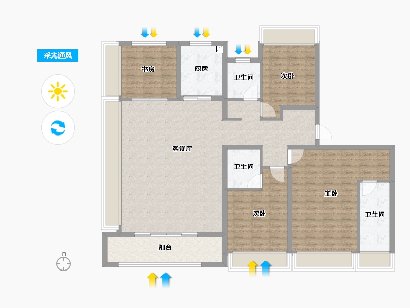 江苏省-扬州市-新能源江山映-132.01-户型库-采光通风