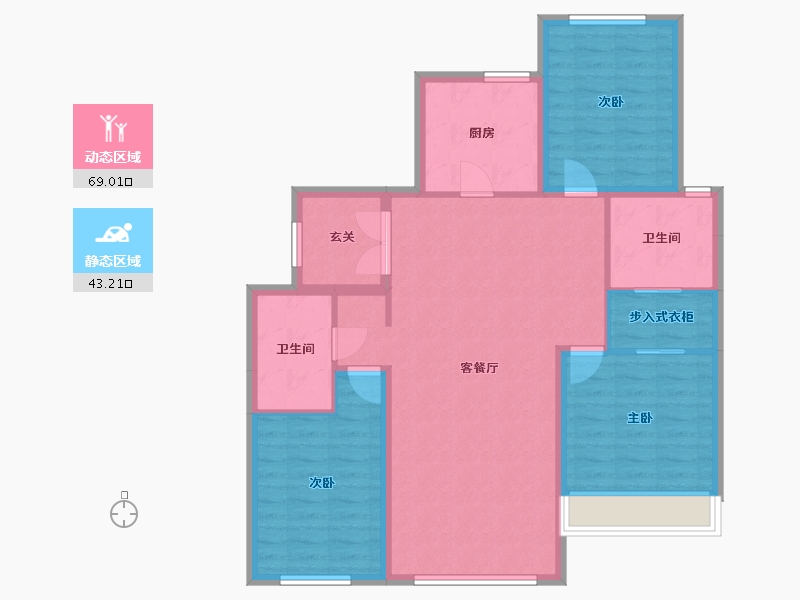 辽宁省-沈阳市-龙湖·天奕-101.09-户型库-动静分区